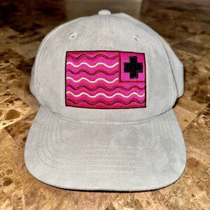 Pink Dolphin Men's Suede Snapback Hat in Grey/Pink